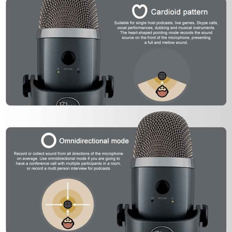 Logitech Blue Yeti Nano Condenser Digital USB Live Broadcast Microphone (Grey) - Microphone by Logitech | Online Shopping UK | buy2fix