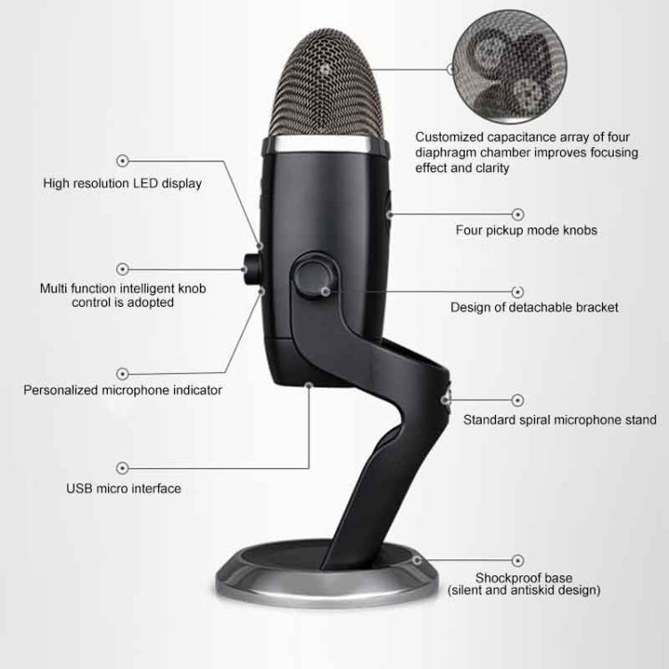 Logitech Blue Yeti X Condenser USB Recording Live Broadcast Microphone (Black) - Microphone by Logitech | Online Shopping UK | buy2fix