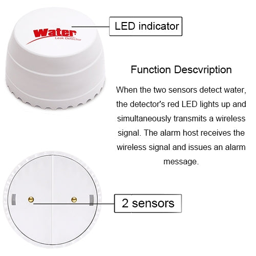 DY-SQ100B Water Leakage Detector with Two Sensors(White) - Water Leakage Alarm by buy2fix | Online Shopping UK | buy2fix