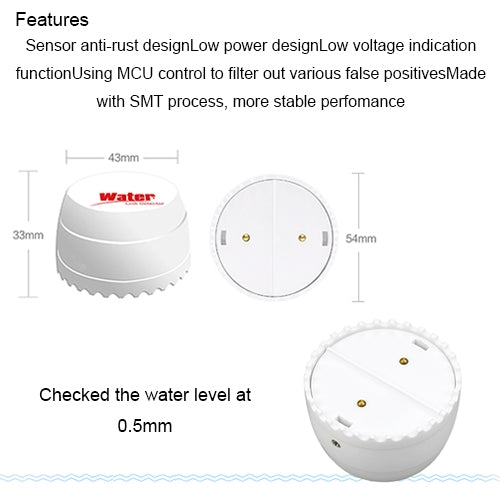 DY-SQ100B Water Leakage Detector with Two Sensors(White) - Water Leakage Alarm by buy2fix | Online Shopping UK | buy2fix