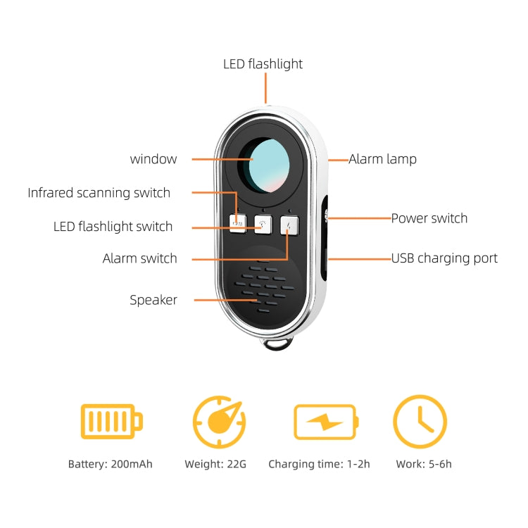 S200 Camera Detector with LED Flashlight (White) - Infrared Detector by buy2fix | Online Shopping UK | buy2fix