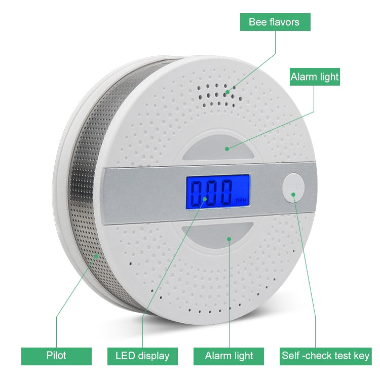 JSN-JY-909COM Smoke Carbon Monoxide Alarm Detector without Battery - Smoke Gas Detector by buy2fix | Online Shopping UK | buy2fix