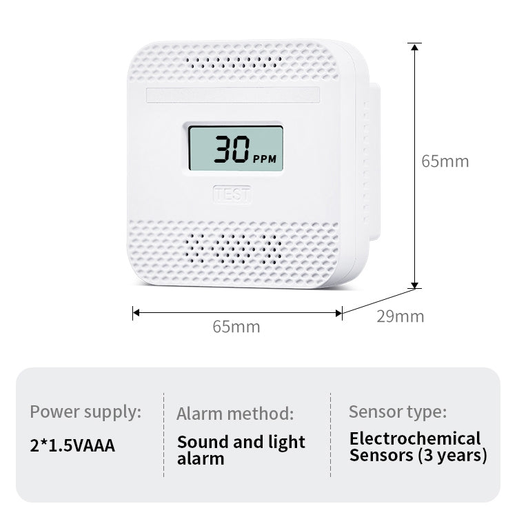 XY-C610 Car Mini Digital Display Carbon Monoxide Smoke Detector Alarm without Battery - Smoke Gas Detector by buy2fix | Online Shopping UK | buy2fix