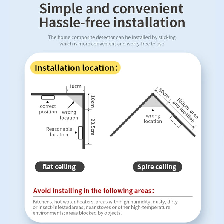 XY-S510COM 2 in 1 Carbon Monoxide Smoke Composite Alarm Detector without Battery by buy2fix
