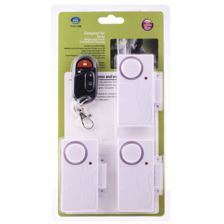 Home Security Wireless Remote Control Door Window Siren Magnetic Sensor Alarm Warning, 1 Remote Controller + 3 Magnetic Sensors - Door Window Alarm by buy2fix | Online Shopping UK | buy2fix