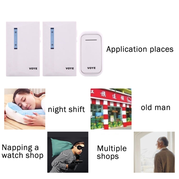 VOYE V015F2 Wireless Smart Music Home Doorbell with Dual Receiver, Remote Control Distance: 120m (Open Air) by VOYE