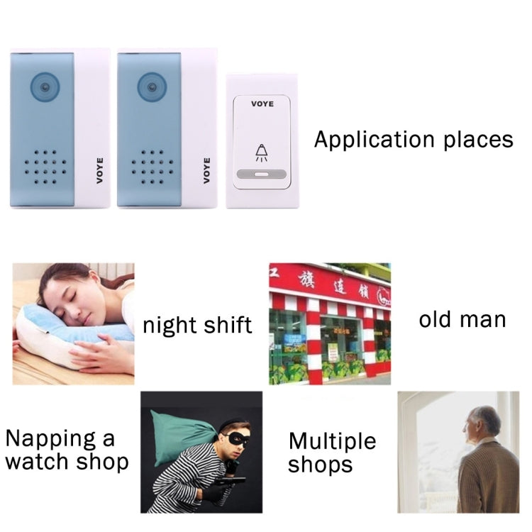 VOYE V004B2 Wireless Smart Music Home Doorbell with Dual Receiver, Remote Control Distance: 120m (Open Air) by VOYE