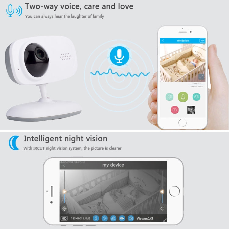 WLSES GC60 720P Wireless Surveillance Camera Baby Monitor, EU Plug - Baby Monitor by buy2fix | Online Shopping UK | buy2fix