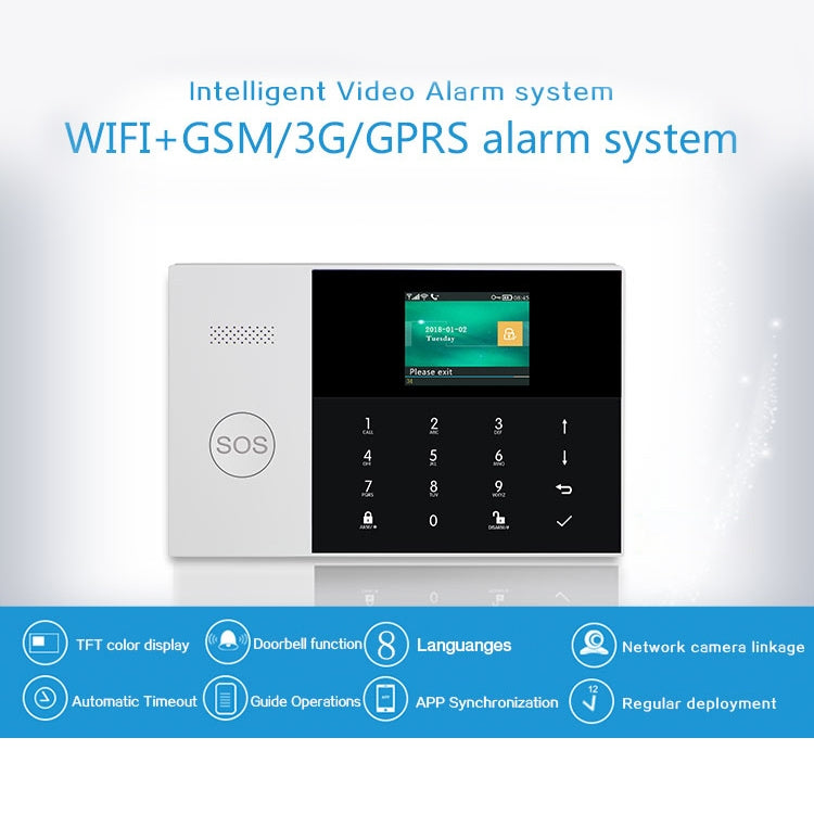 PG-105-GSM GSM/GPRS + WiFi Intelligent Alarm System with Touch Keypad & LCD Screen & RFID Function, EU Version - Alarm System by buy2fix | Online Shopping UK | buy2fix
