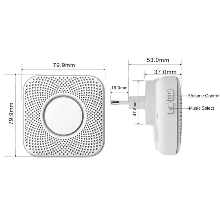 PJ-16 Intelligent Wireless Doorbell with 8-level Volume Adjustable & 36 Ringtones, EU Plug - Wireless Doorbell by buy2fix | Online Shopping UK | buy2fix