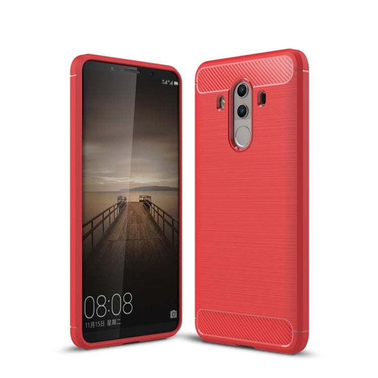 For Huawei Mate 10 Pro Brushed Texture Carbon Fiber Shockproof TPU Rugged Armor Protective Case (Red) - Huawei Cases by buy2fix | Online Shopping UK | buy2fix