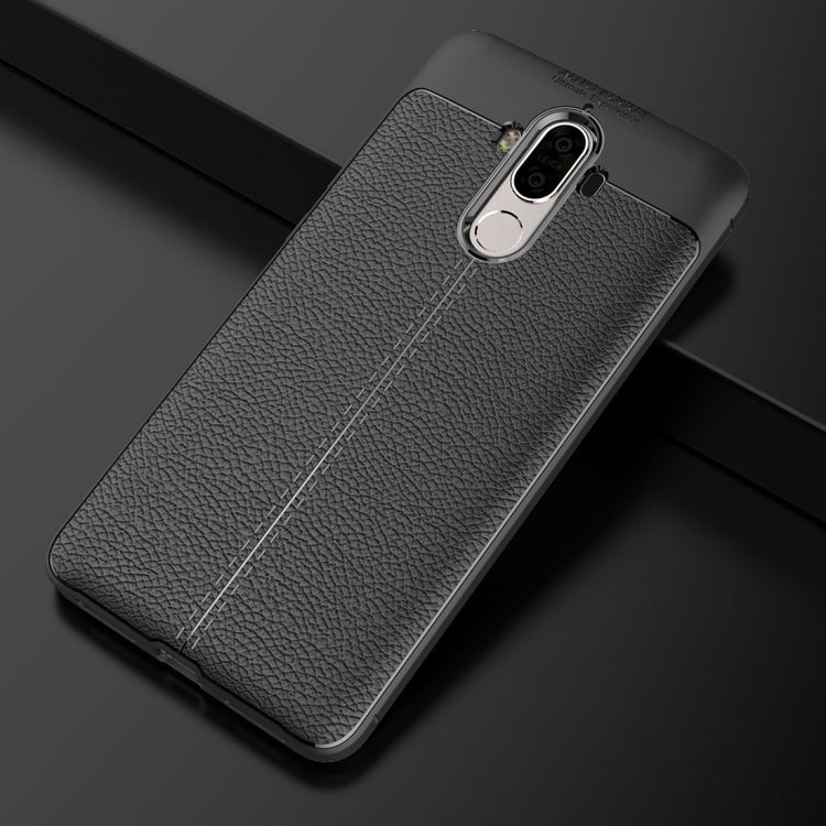 For Huawei Mate 9 Litchi Texture Full Coverage TPU Protective Back Cover Case (Black) - Huawei Cases by buy2fix | Online Shopping UK | buy2fix