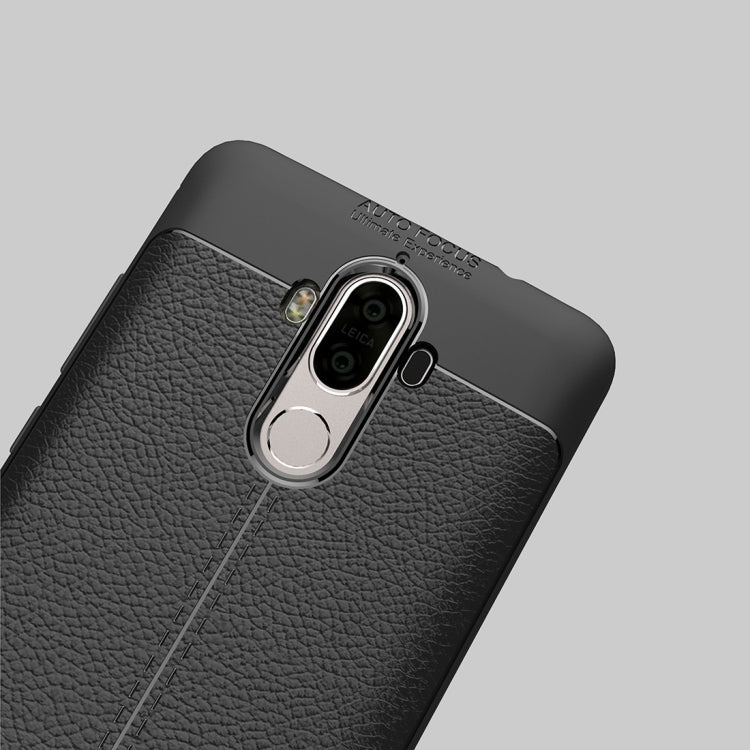 For Huawei Mate 9 Litchi Texture Full Coverage TPU Protective Back Cover Case (Black) - Huawei Cases by buy2fix | Online Shopping UK | buy2fix
