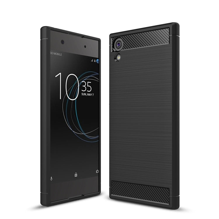 For Sony Xperia XA1 Ultra Brushed Texture Carbon Fiber Shockproof TPU Rugged Armor Protective Case(Black) - Sony Cases by buy2fix | Online Shopping UK | buy2fix