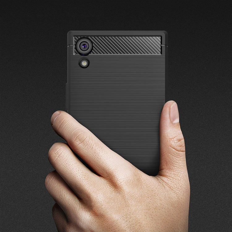For Sony Xperia XA1 Ultra Brushed Texture Carbon Fiber Shockproof TPU Rugged Armor Protective Case(Black) - Sony Cases by buy2fix | Online Shopping UK | buy2fix