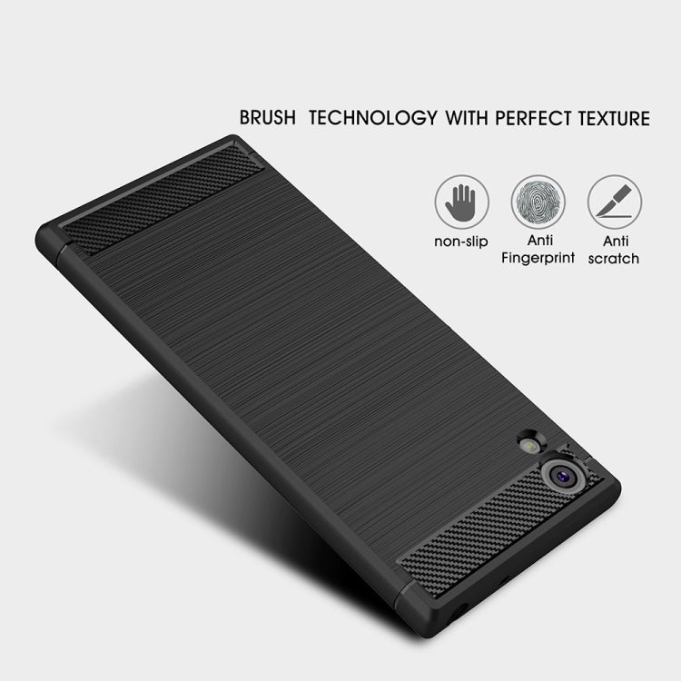 For Sony Xperia XA1 Ultra Brushed Texture Carbon Fiber Shockproof TPU Rugged Armor Protective Case(Red) - Sony Cases by buy2fix | Online Shopping UK | buy2fix