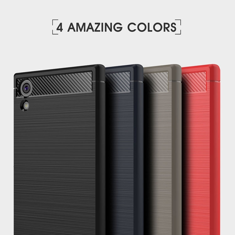 For Sony Xperia XA1 Ultra Brushed Texture Carbon Fiber Shockproof TPU Rugged Armor Protective Case(Red) - Sony Cases by buy2fix | Online Shopping UK | buy2fix