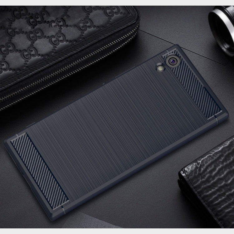 For Sony Xperia XA1 Brushed Texture Carbon Fiber Shockproof TPU Rugged Armor Protective Case(navy) - Sony Cases by buy2fix | Online Shopping UK | buy2fix