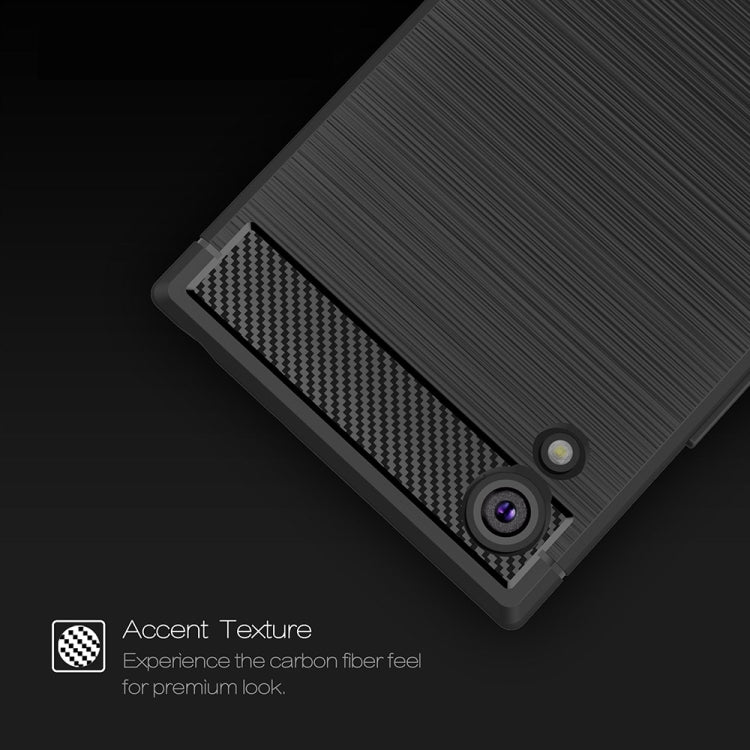 For Sony Xperia XA1 Brushed Texture Carbon Fiber Shockproof TPU Rugged Armor Protective Case(navy) - Sony Cases by buy2fix | Online Shopping UK | buy2fix