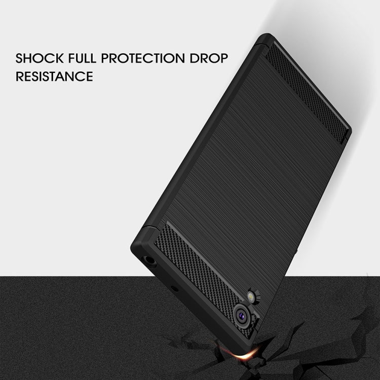 For Sony Xperia XA1 Brushed Texture Carbon Fiber Shockproof TPU Rugged Armor Protective Case(navy) - Sony Cases by buy2fix | Online Shopping UK | buy2fix