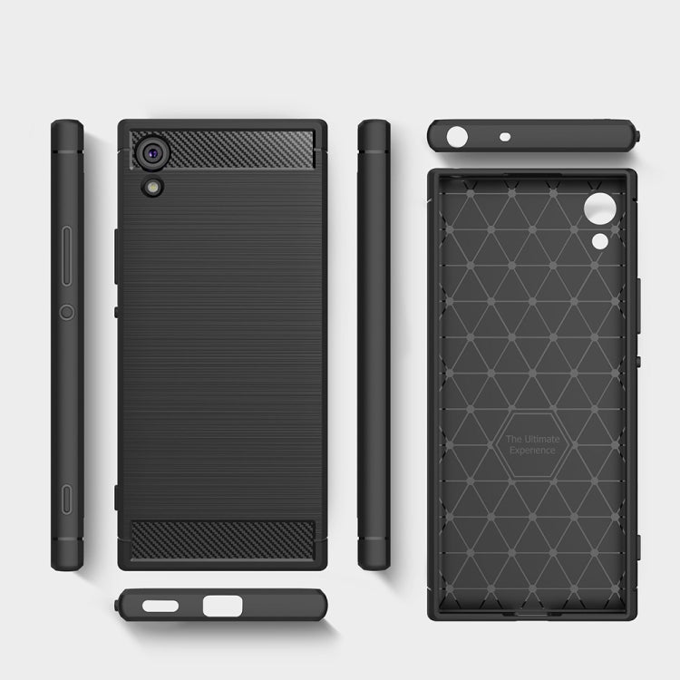 For Sony Xperia XA1 Brushed Texture Carbon Fiber Shockproof TPU Rugged Armor Protective Case(navy) - Sony Cases by buy2fix | Online Shopping UK | buy2fix
