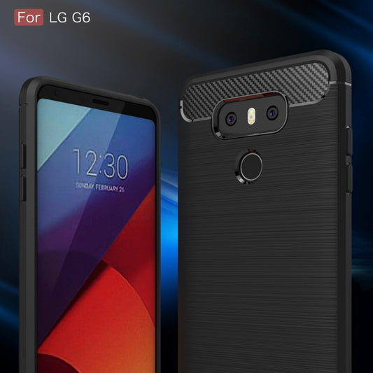 For LG G6 Brushed Carbon Fiber Texture Shockproof TPU Protective Cover Case(Black) - LG Cases by buy2fix | Online Shopping UK | buy2fix