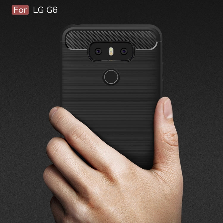 For LG G6 Brushed Carbon Fiber Texture Shockproof TPU Protective Cover Case(Black) - LG Cases by buy2fix | Online Shopping UK | buy2fix