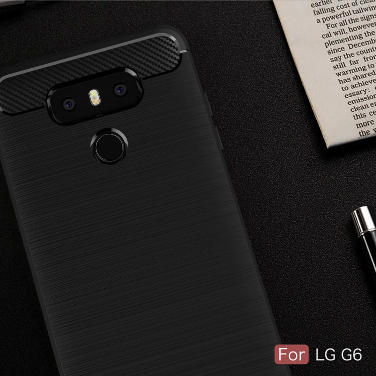 For LG G6 Brushed Carbon Fiber Texture Shockproof TPU Protective Cover Case(Black) - LG Cases by buy2fix | Online Shopping UK | buy2fix