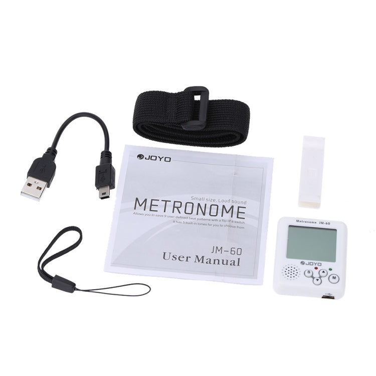 JOYO JM-60 Mini Portable Rechargeable Clip-on Electronic Digital Metronome Tone Generator Tuner for Guitar Violin Ukulele (White) by JOYO