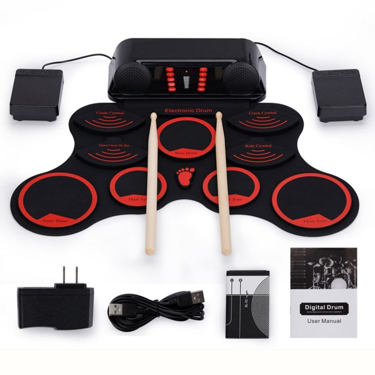 Portable Adult Beginner Children Hand Roll Electronic Drum(Black) by buy2fix