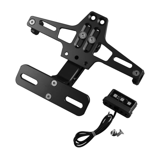 LPF013 Motorcycle Modification Accessories Universal Aircraft Shape Aluminum Alloy License Plate Bracket with LED Lights(Black) by buy2fix