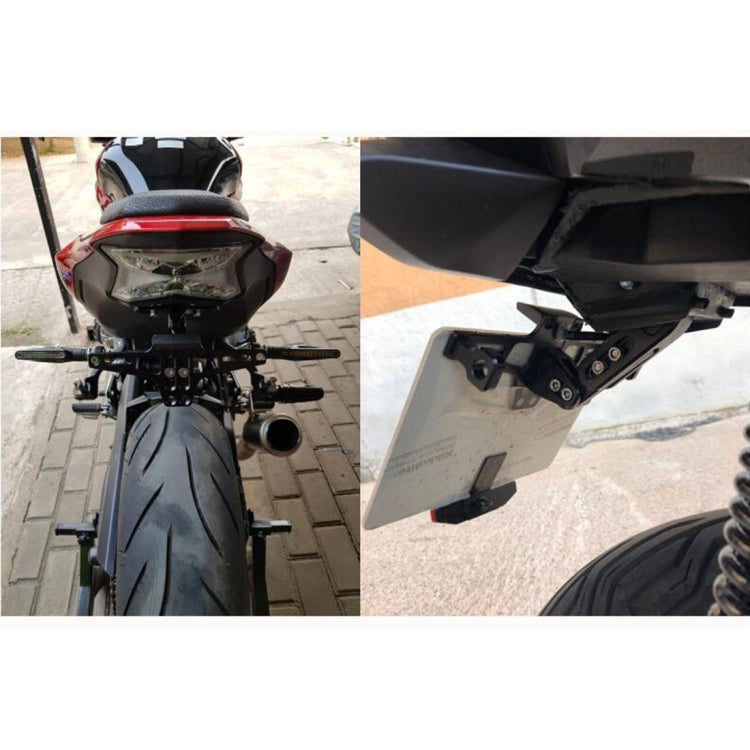 LPF013 Motorcycle Modification Accessories Universal Aircraft Shape Aluminum Alloy License Plate Bracket with LED Lights(Black) by buy2fix