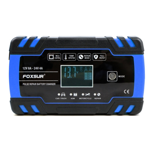 FOXSUR 12V-24V Car Motorcycle Truck Repair Battery Charger AGM Charger, EU Plug (Blue) by FOXSUR