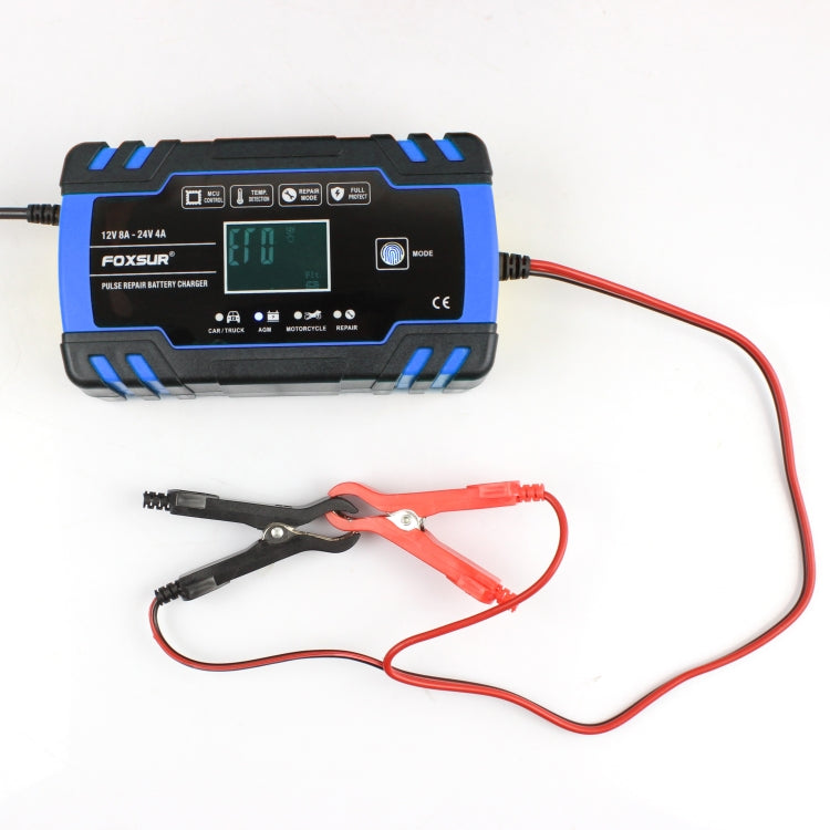 FOXSUR 12V-24V Car Motorcycle Truck Repair Battery Charger AGM Charger, EU Plug (Blue) by FOXSUR