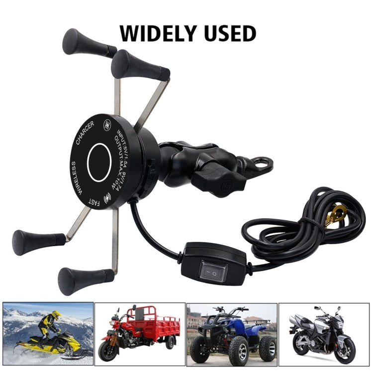 CS-878A1 Multi-function Motorcycle Wireless Wired Aluminum Alloy Mobile Phone Holder Charger (Black) by buy2fix