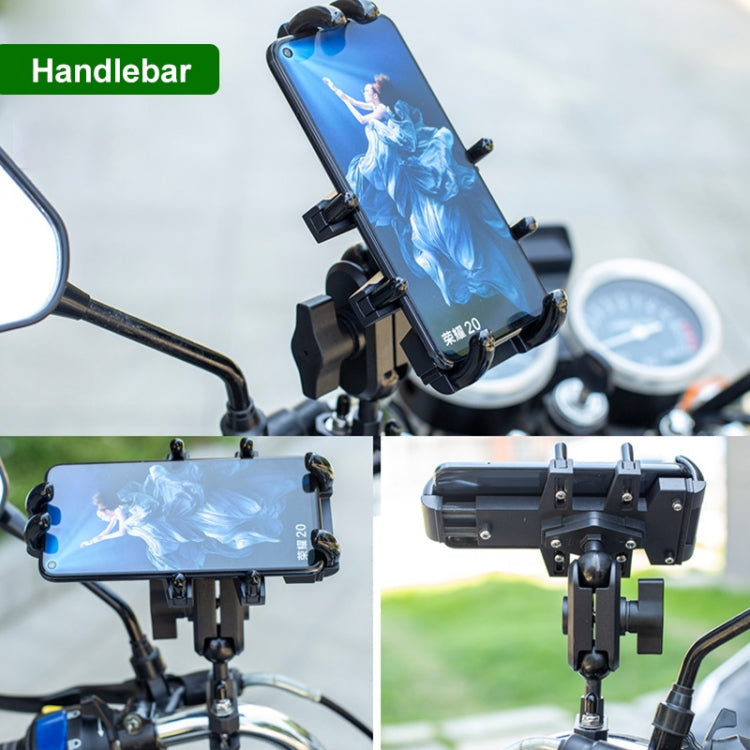 U-shaped Bolt Ball-Head Motorcycle Handlebar Multi-function Eight-jaw Aluminum Phone Navigation Holder Bracket, Width of Phone: 6.5-10.2cm   - Holder by buy2fix | Online Shopping UK | buy2fix