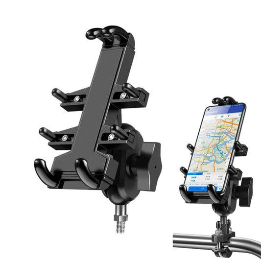 M10 Bolt Ball-Head Motorcycle Multi-function Eight-jaw Aluminum Phone Navigation Holder Bracket by buy2fix