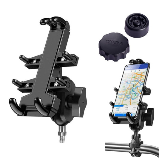 M10 Bolt Ball-Head Motorcycle Multi-function Eight-jaw Aluminum Phone Navigation Holder Bracket with Anti-theft Knobs by buy2fix