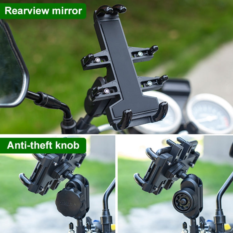 M10 Bolt Ball-Head Motorcycle Multi-function Eight-jaw Aluminum Phone Navigation Holder Bracket with Anti-theft Knobs by buy2fix