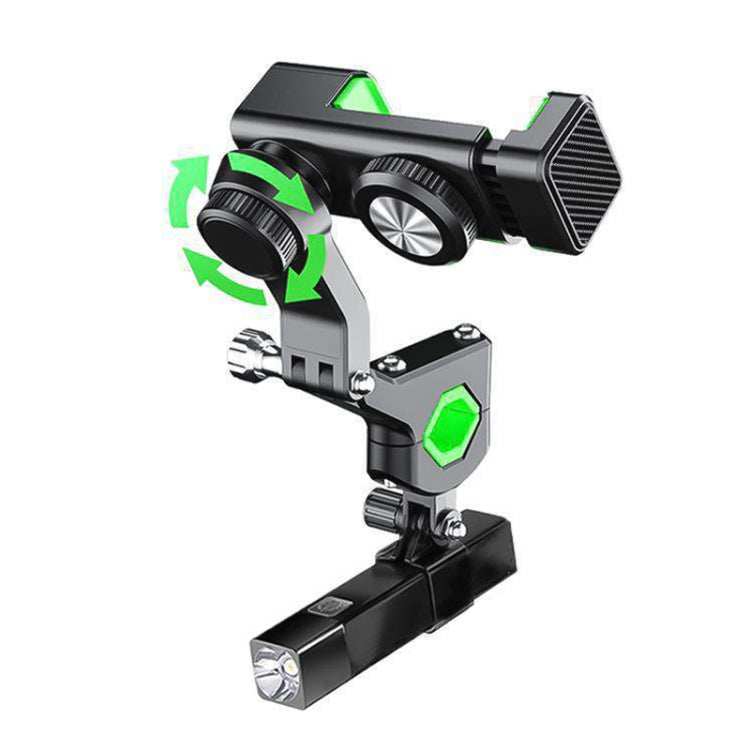 Motorcycle Spherical Compass Phone Holder, Handlebar with Light (Black) - Holder by buy2fix | Online Shopping UK | buy2fix