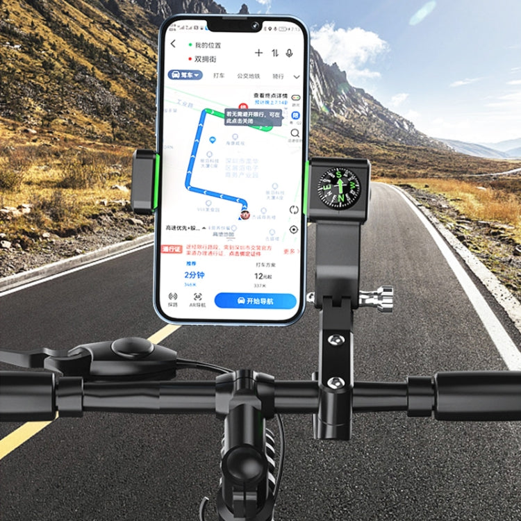 Motorcycle Spherical Compass Phone Holder, Handlebar without Light (Green) by buy2fix