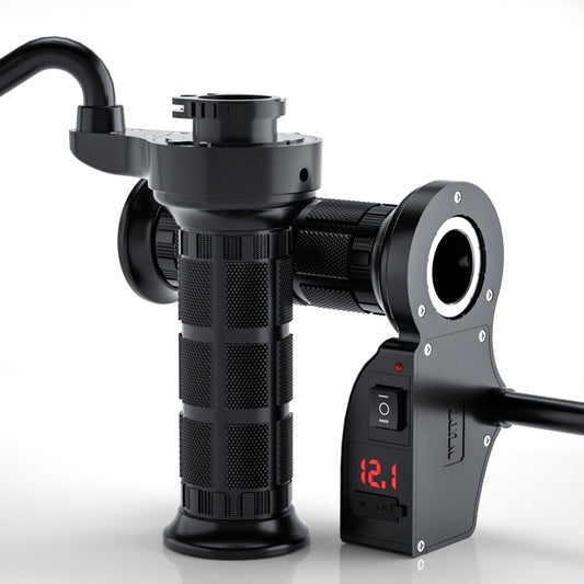 CS-503A1 Motorcycle Modified Electric Heating Hand Cover Heated Grip Handlebar with Digital Voltmeter(Red) by buy2fix