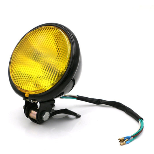 4 inch Motorcycle Black Shell Glass Retro Lamp LED Headlight Modification Accessories(Yellow) by buy2fix