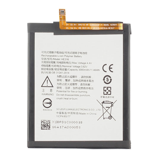 HE316 Li-ion Polymer Battery for Nokia 6 TA-1000 TA-1003 by buy2fix