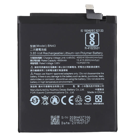 4000mAh BN43 for Xiaomi Redmi Note 4X Li-Polymer Battery by buy2fix