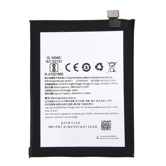 2900mAh for OnePlus 3 (A3000 Version) Rechargeable Li-Polymer Battery by buy2fix