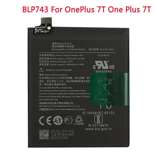 3800mAh BLP743 for OnePlus 7T Li-ion Polymer Battery - For OnePlus by buy2fix | Online Shopping UK | buy2fix