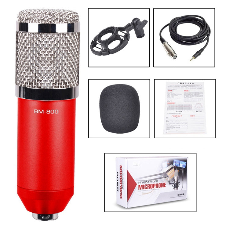 BM-800 3.5mm Studio Recording Wired Condenser Sound Microphone with Shock Mount, Compatible with PC / Mac for Live Broadcast Show, KTV, etc.(Red) - Microphone by buy2fix | Online Shopping UK | buy2fix