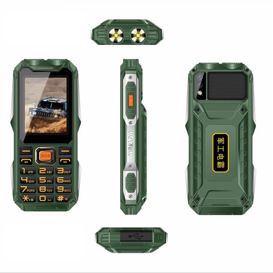 Q8 Triple Proofing Elder Phone, Waterproof Shockproof Dustproof, 16800mAh Battery, 2.4 inch, 21 Keys, Bluetooth, LED Flashlight, FM, SOS, Dual SIM, Network: 2G (Green) by buy2fix