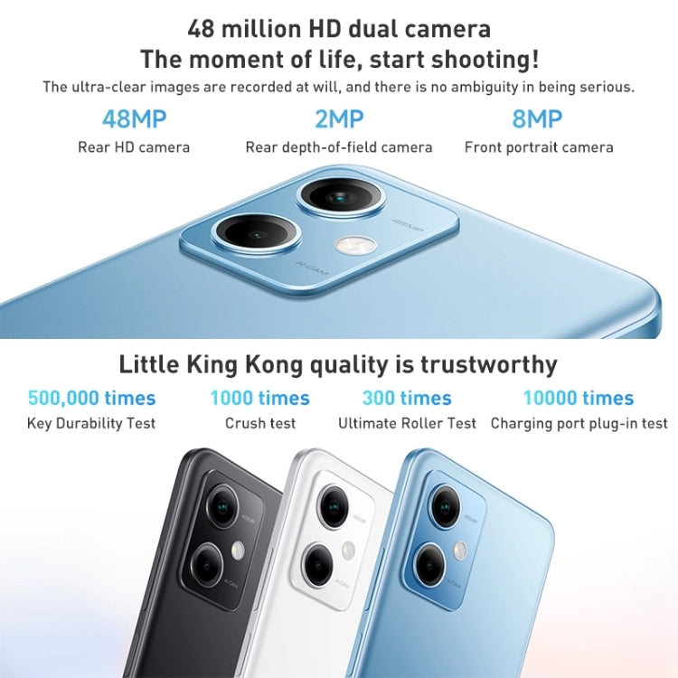 Xiaomi Redmi Note 12 5G, 48MP Camera, 8GB+256GB, Dual Back Cameras, 5000mAh Battery, Side Fingerprint Identification, 6.67 inch MIUI 13 Qualcomm Snapdragon 4 Gen1 Octa Core up to 2.0GHz, Network: 5G, Dual SIM, IR, Not Support Google Play(White) by Xiaomi